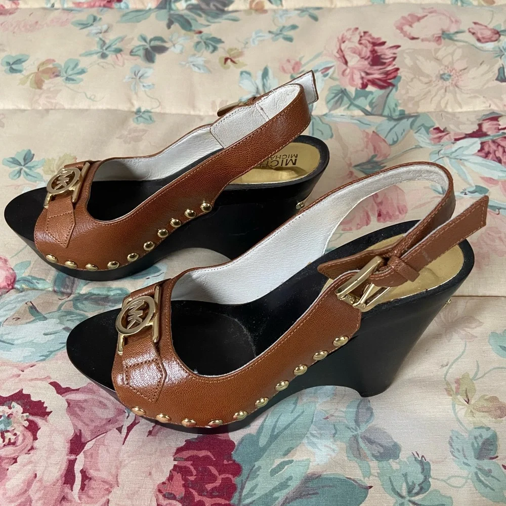 Michael Kors Brown Wedge Sandals - Picture 3 of 7